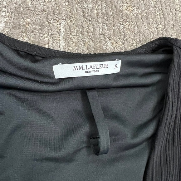MM Lafleur New York Black Pleated Jersey Wrap Devlin Midi Dress Black Size 10 - Picture 4 of 9
